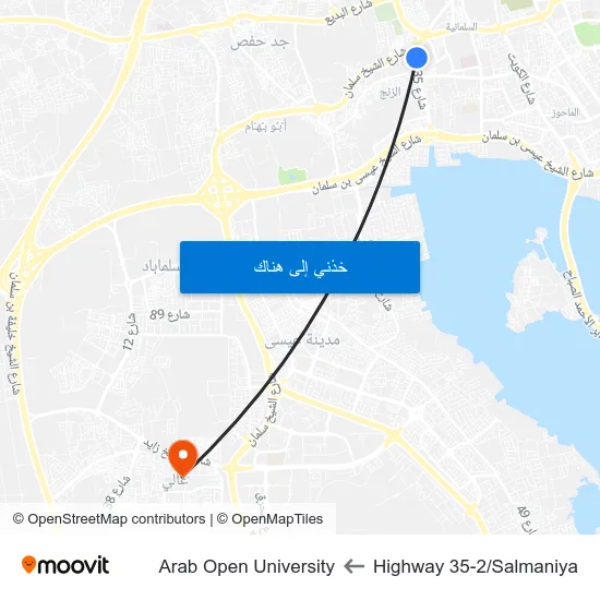 Highway 35-2/Salmaniya to Arab Open University map