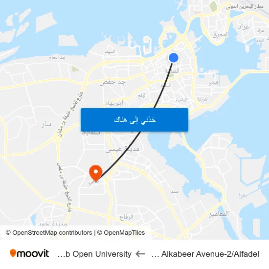 Isa Alkabeer Avenue-2/Alfadel to Arab Open University map