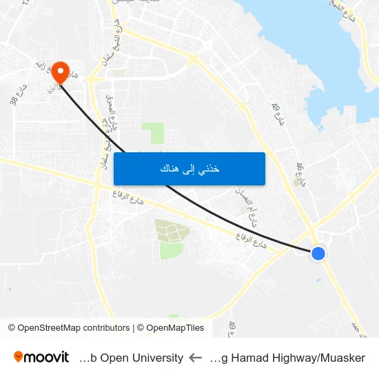 King Hamad Highway/Muasker to Arab Open University map
