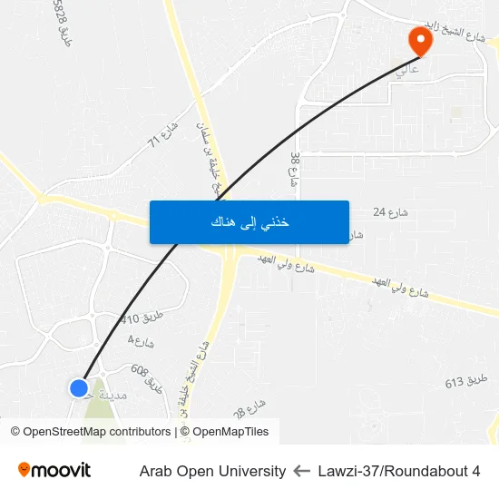 Lawzi-37/Roundabout 4 to Arab Open University map