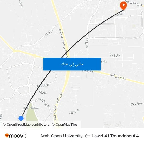 Lawzi-41/Roundabout 4 to Arab Open University map