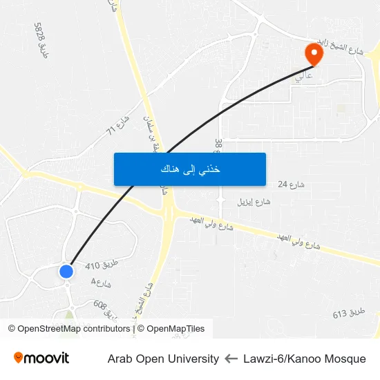 Lawzi-6/Kanoo Mosque to Arab Open University map