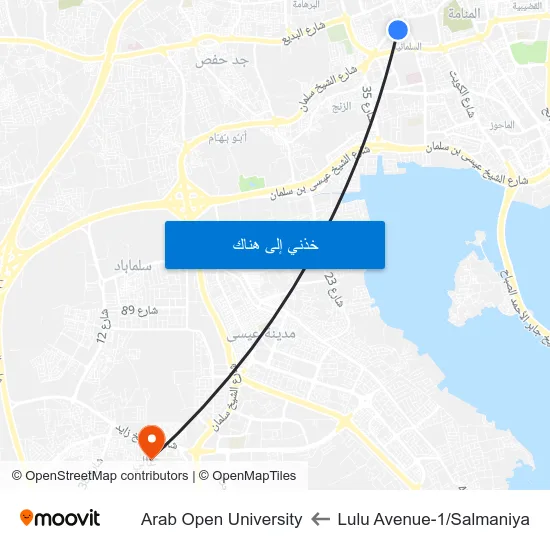 Lulu Avenue-1/Salmaniya to Arab Open University map