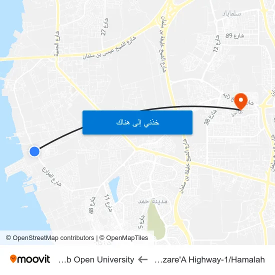 Mazare'A  Highway-1/Hamalah to Arab Open University map