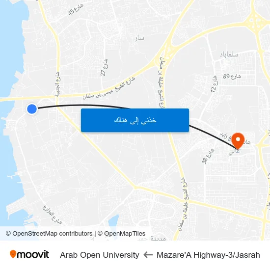 Mazare'A Highway-3/Jasrah to Arab Open University map