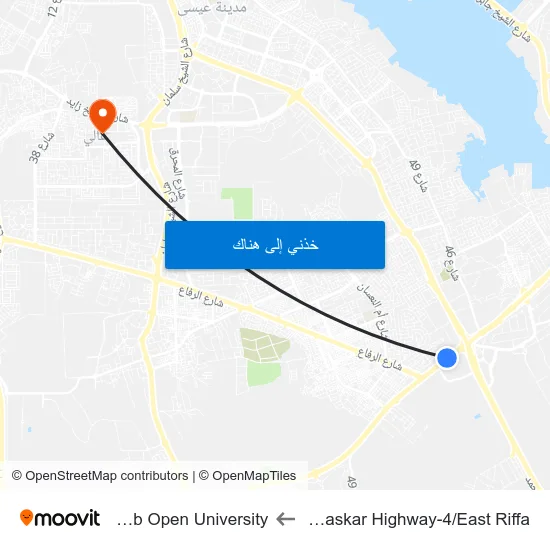Muaskar Highway-4/East Riffa to Arab Open University map
