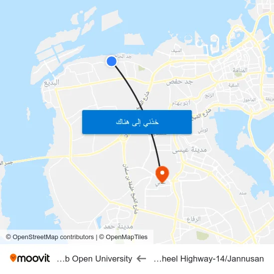 Nakheel Highway-14/Jannusan to Arab Open University map
