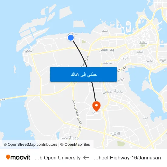 Nakheel Highway-16/Jannusan to Arab Open University map