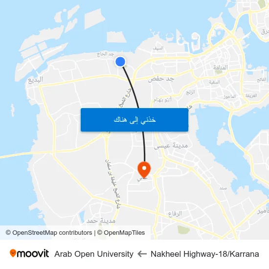 Nakheel Highway-18/Karrana to Arab Open University map