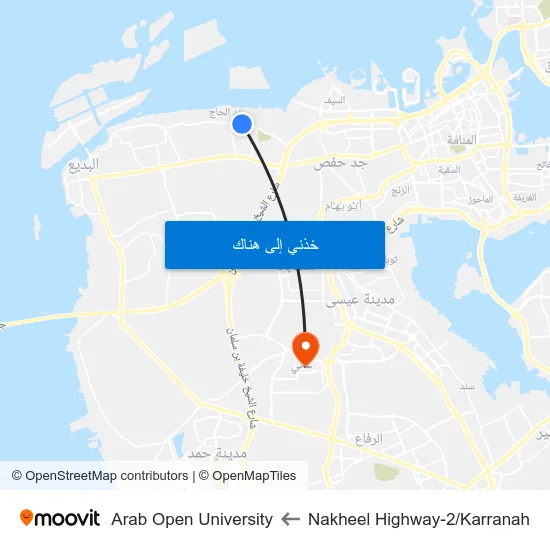Nakheel Highway-2/Karranah to Arab Open University map