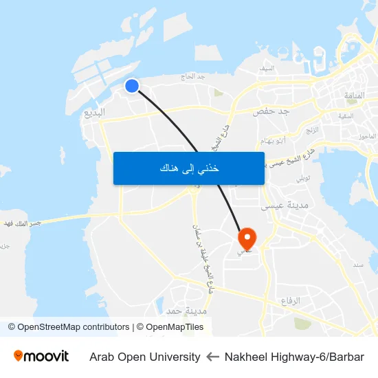 Nakheel Highway-6/Barbar to Arab Open University map