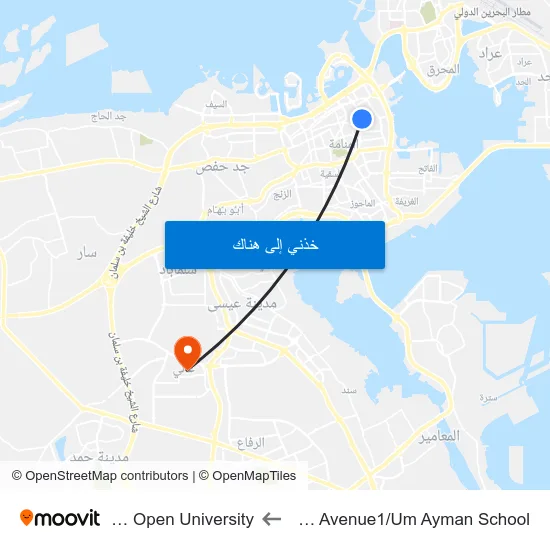 Palace Avenue1/Um Ayman School to Arab Open University map