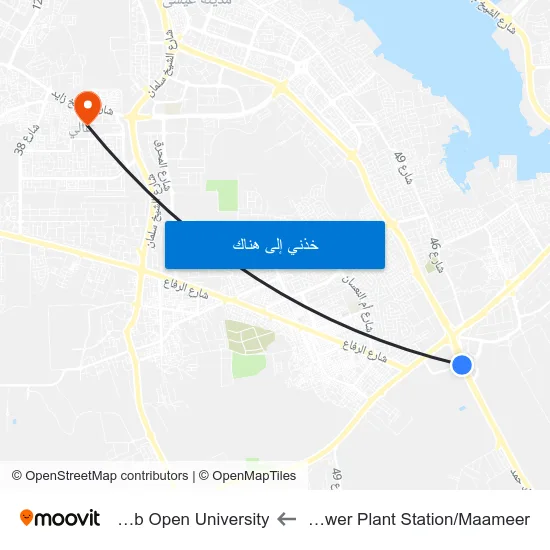 Power Plant Station/Maameer to Arab Open University map