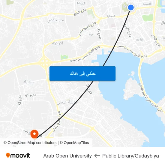 Public Library/Gudaybiya to Arab Open University map