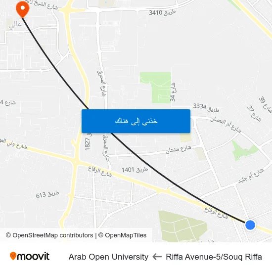 Riffa Avenue-5/Souq Riffa to Arab Open University map
