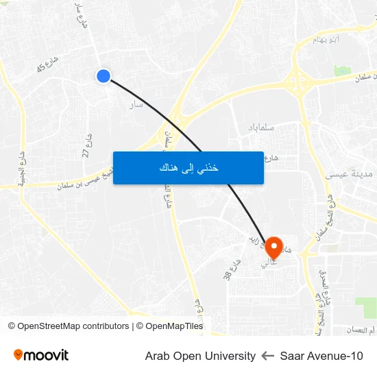Saar Avenue-10 to Arab Open University map