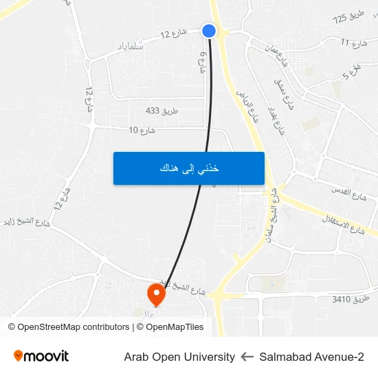 Salmabad Avenue-2 to Arab Open University map