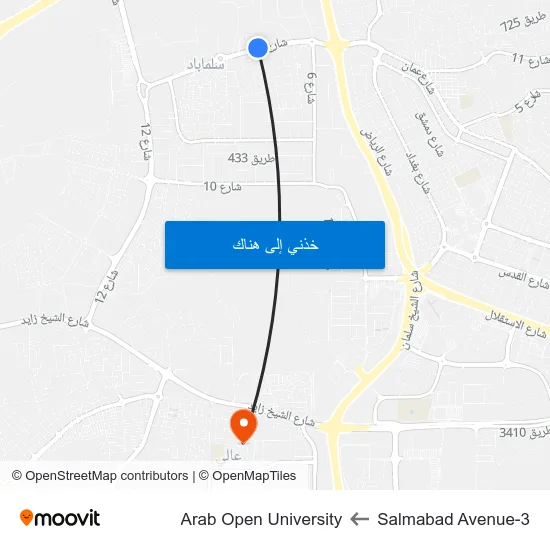 Salmabad Avenue-3 to Arab Open University map
