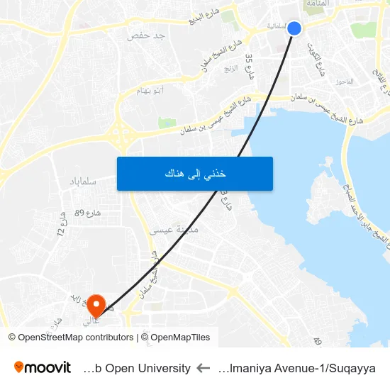 Salmaniya Avenue-1/Suqayya to Arab Open University map