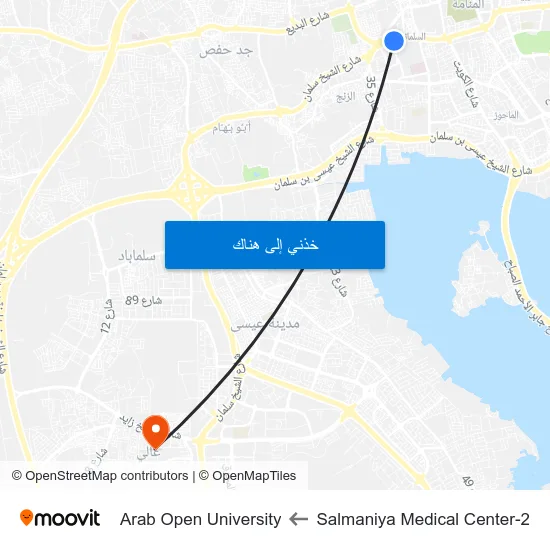 Salmaniya Medical Center-2 to Arab Open University map
