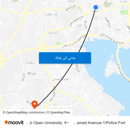 Sh Hamad Avenue-1/Police Fort to Arab Open University map