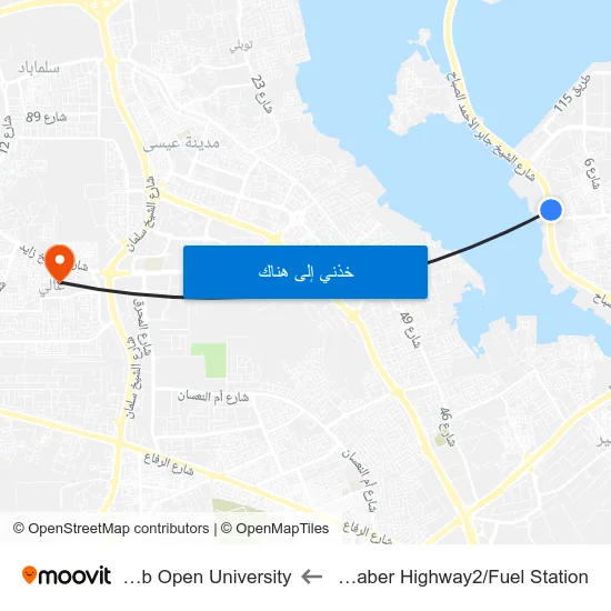 Sh Jaber Highway2/Fuel Station to Arab Open University map