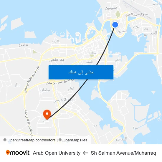 Sh Salman Avenue/Muharraq to Arab Open University map
