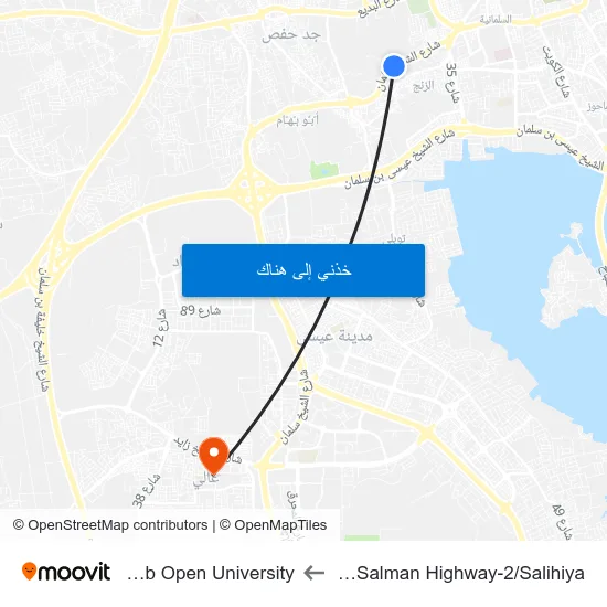 Sh Salman Highway-2/Salihiya to Arab Open University map