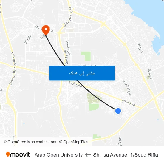 Sh. Isa Avenue -1/Souq Riffa to Arab Open University map