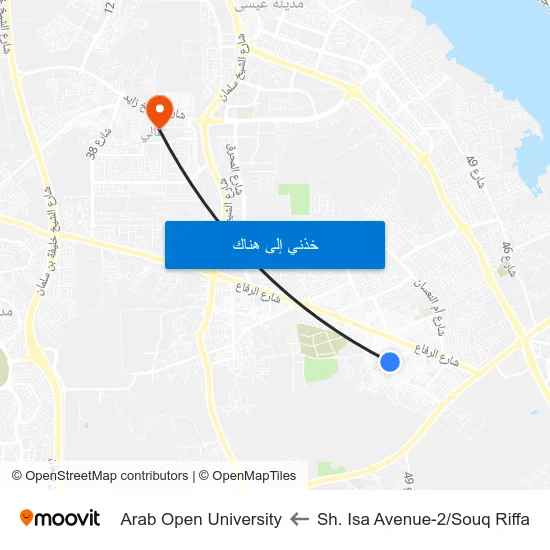 Sh. Isa Avenue-2/Souq Riffa to Arab Open University map