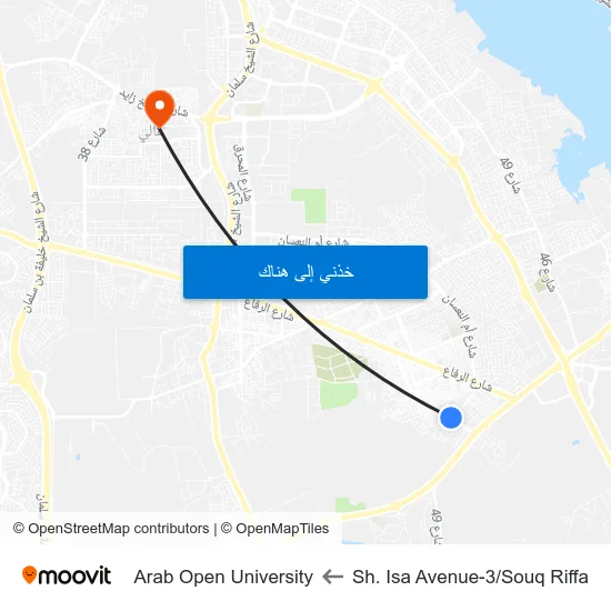 Sh. Isa Avenue-3/Souq Riffa to Arab Open University map