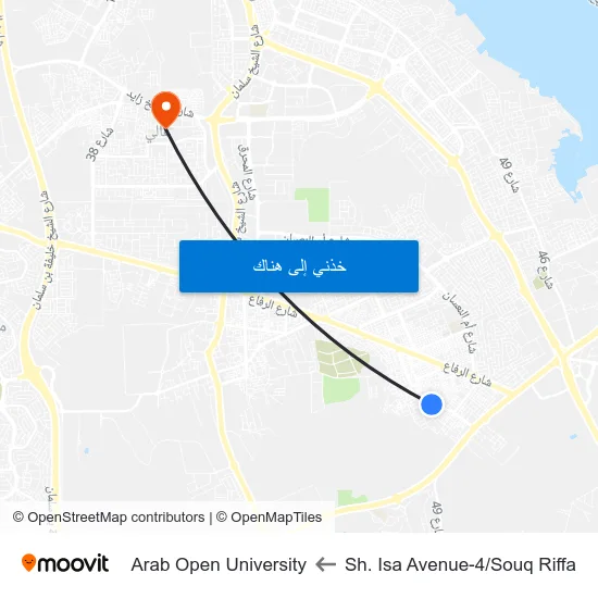 Sh. Isa Avenue-4/Souq Riffa to Arab Open University map