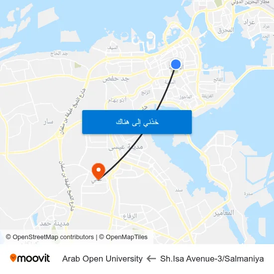 Sh.Isa Avenue-3/Salmaniya to Arab Open University map