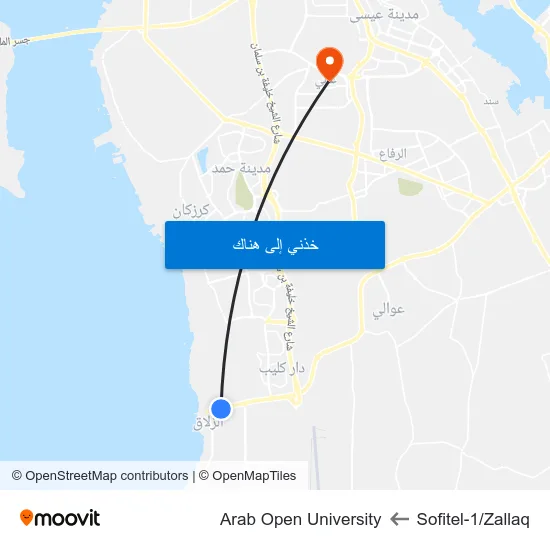 Sofitel-1/Zallaq to Arab Open University map