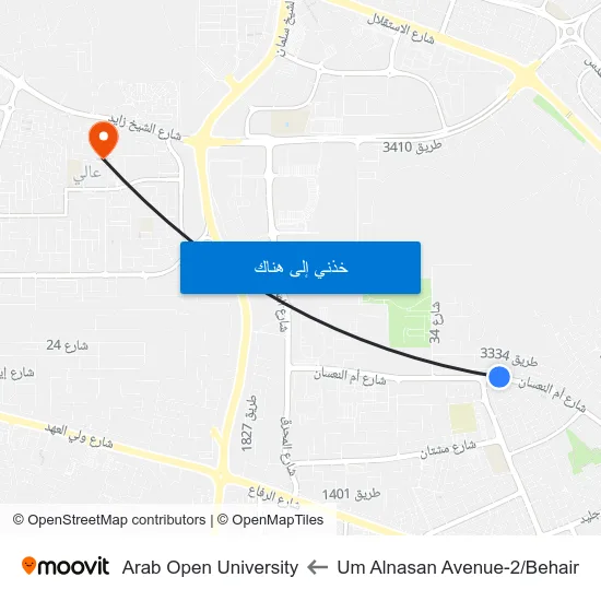 Um Alnasan Avenue-2/Behair to Arab Open University map