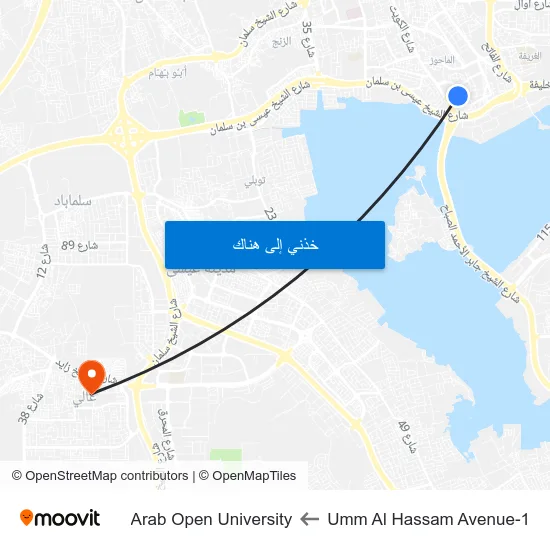 Umm Al Hassam Avenue-1 to Arab Open University map