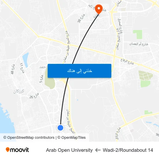 Wadi-2/Roundabout 14 to Arab Open University map