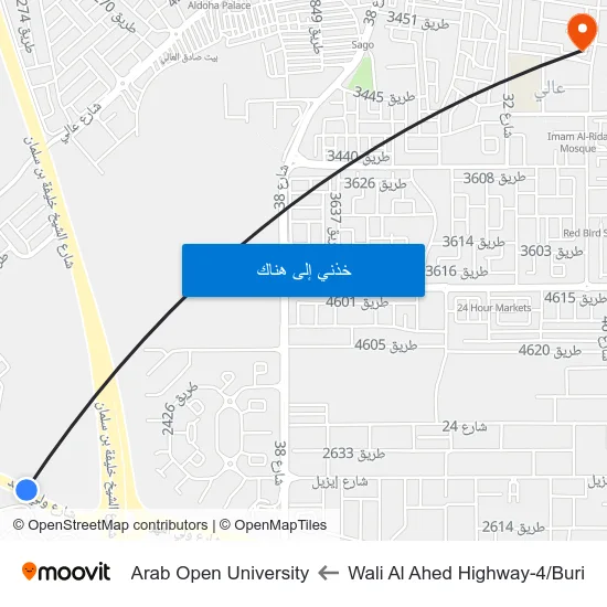 Wali Al Ahed Highway-4/Buri to Arab Open University map