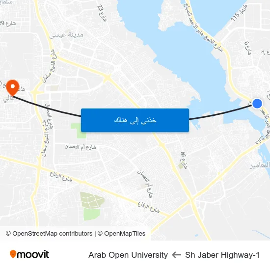 Sh Jaber Highway-1 to Arab Open University map