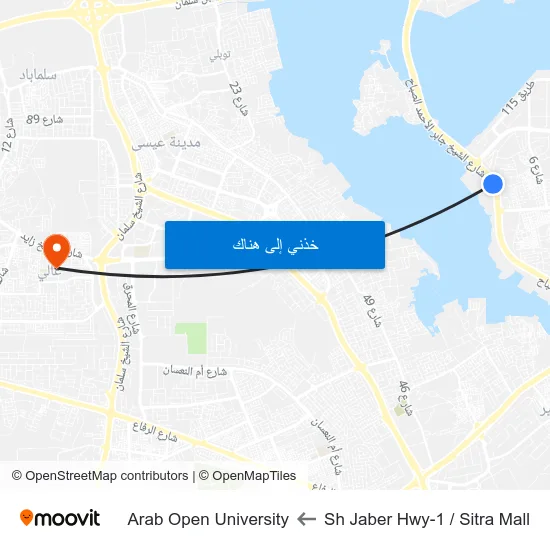 Sh Jaber Hwy-1 / Sitra Mall to Arab Open University map