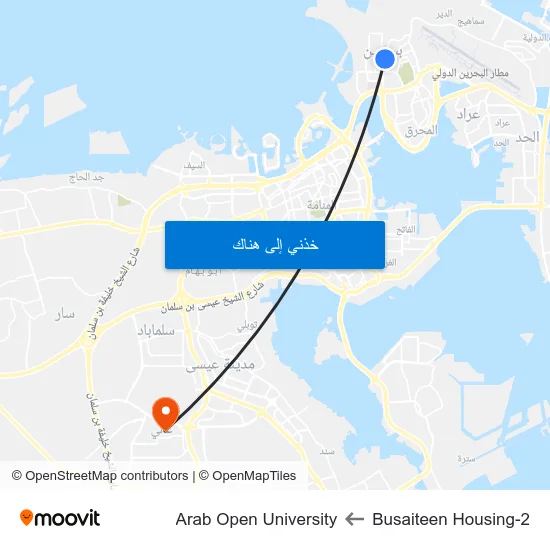 Busaiteen Housing-2 to Arab Open University map