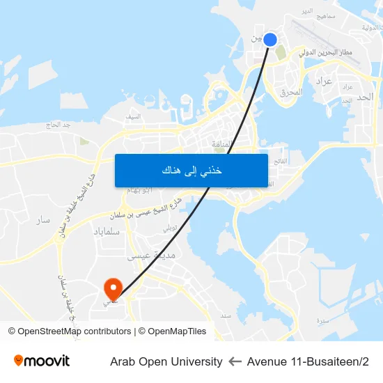 Avenue 11-Busaiteen/2 to Arab Open University map