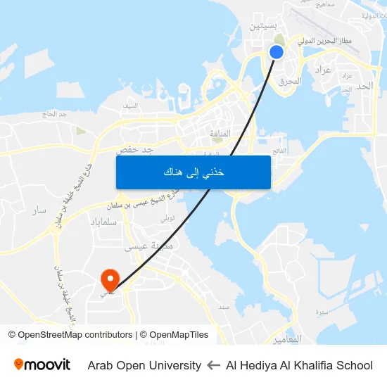 Al Hediya Al Khalifia School to Arab Open University map