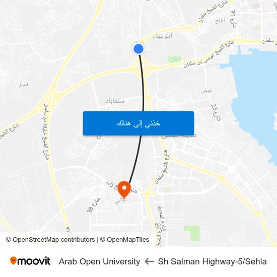 Sh Salman Highway-5/Sehla to Arab Open University map