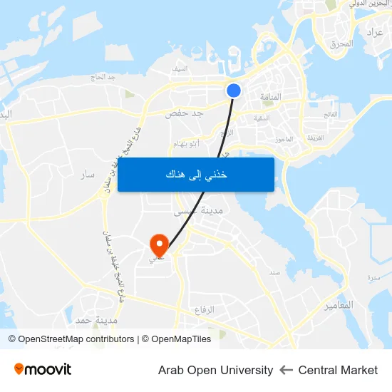Central Market to Arab Open University map