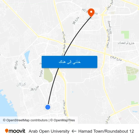 Hamad Town/Roundabout 12 to Arab Open University map