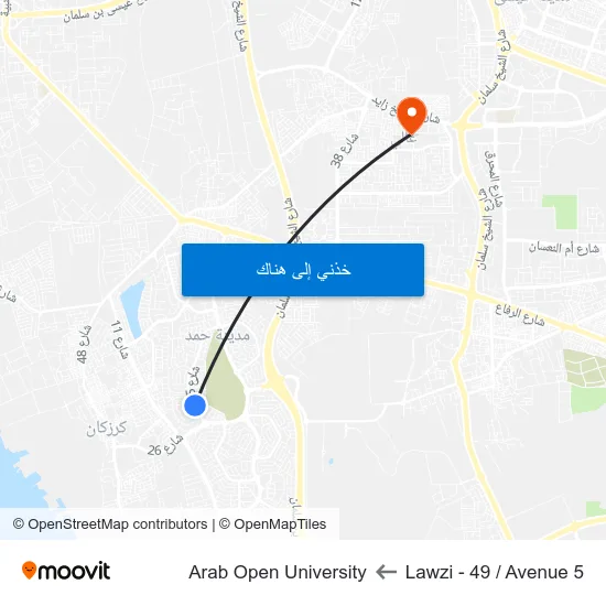 Lawzi - 49 / Avenue 5 to Arab Open University map