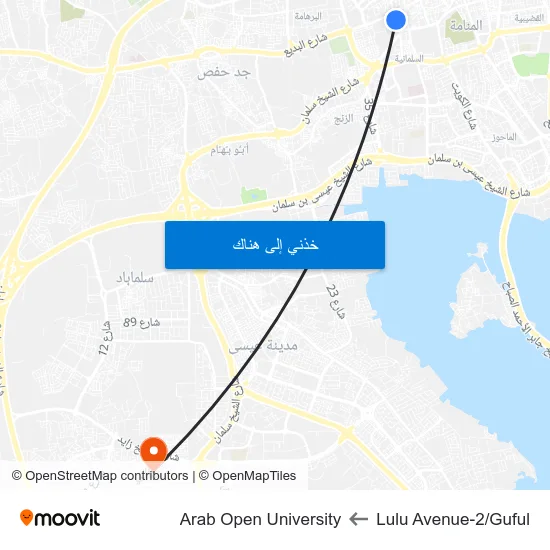 Lulu Avenue-2/Guful to Arab Open University map