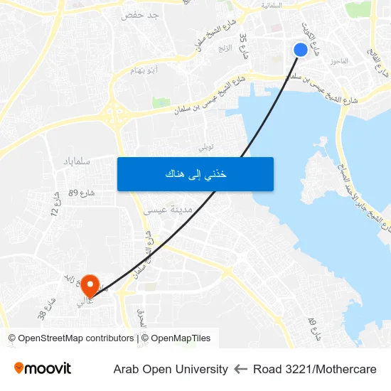 Road 3221/Mothercare to Arab Open University map