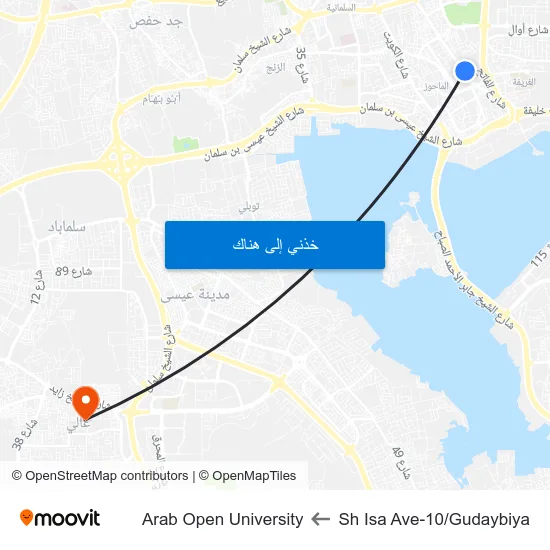 Sh Isa Ave-10/Gudaybiya to Arab Open University map
